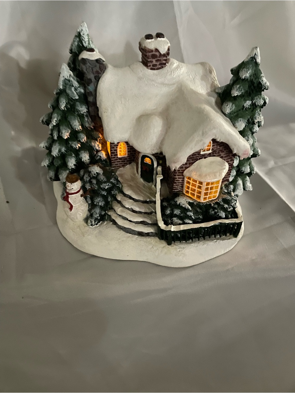 Thomas Kincade Holiday Snow-Covered Cottage Tabletop Decor - Lights up
